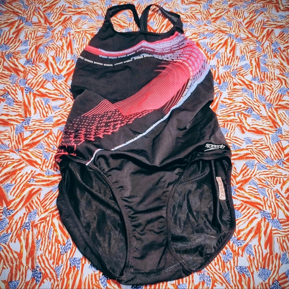 Speedo Women's Endurance Black and Pink Swimsuit